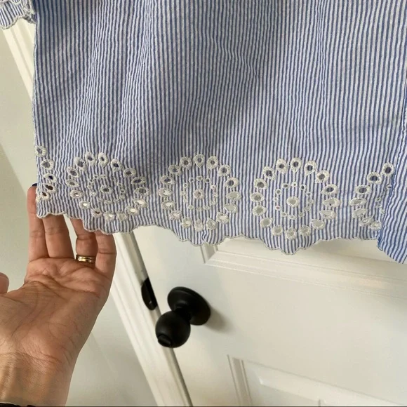 💋SOLD💋Westbound Woman Blue Seersucker 3/4 Sleeve Top Size 1X - Picture 4 of 6